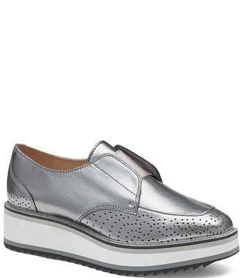 Johnston & Murphy Women's Gracelyn Leather Perforated Detail Platform Oxfords