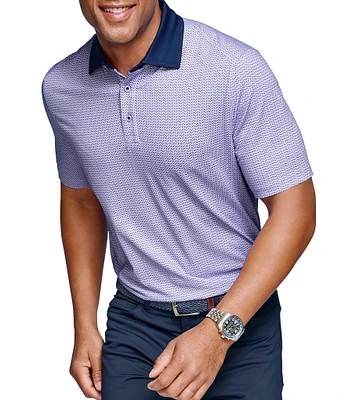 Johnston & Murphy XC4 Cool Degree Solid Collar Geo Print Short Sleeve Polo Shirt