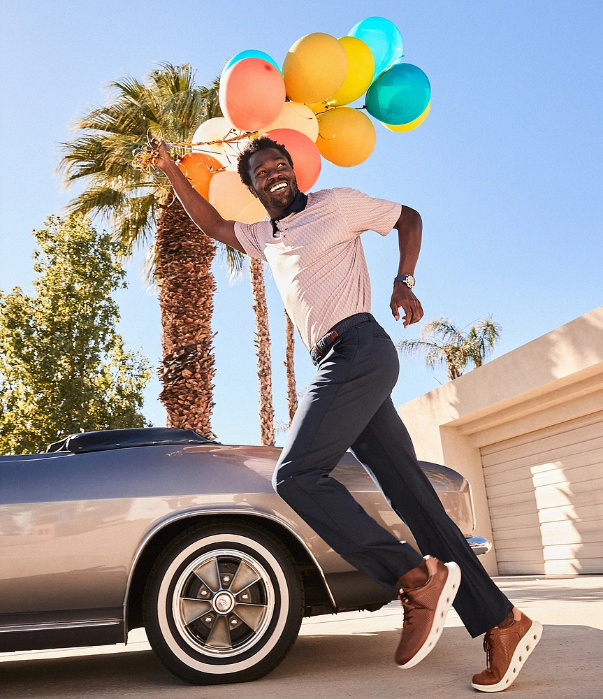 Johnston & Murphy XC4 Cool Degree Solid Collar Hexagon Dot Short Sleeve Polo Shirt