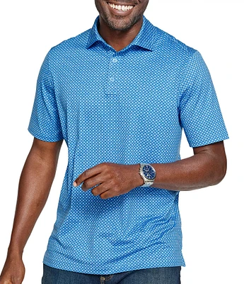 Johnston & Murphy XC4 Performance Stretch Cool Degree Tonal Geo Print Short Sleeve Polo Shirt