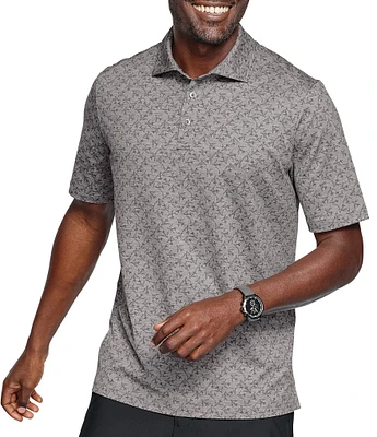 Johnston & Murphy XC4 Performance Stretch Cool Degree Tonal Airplane Print Short Sleeve Polo Shirt
