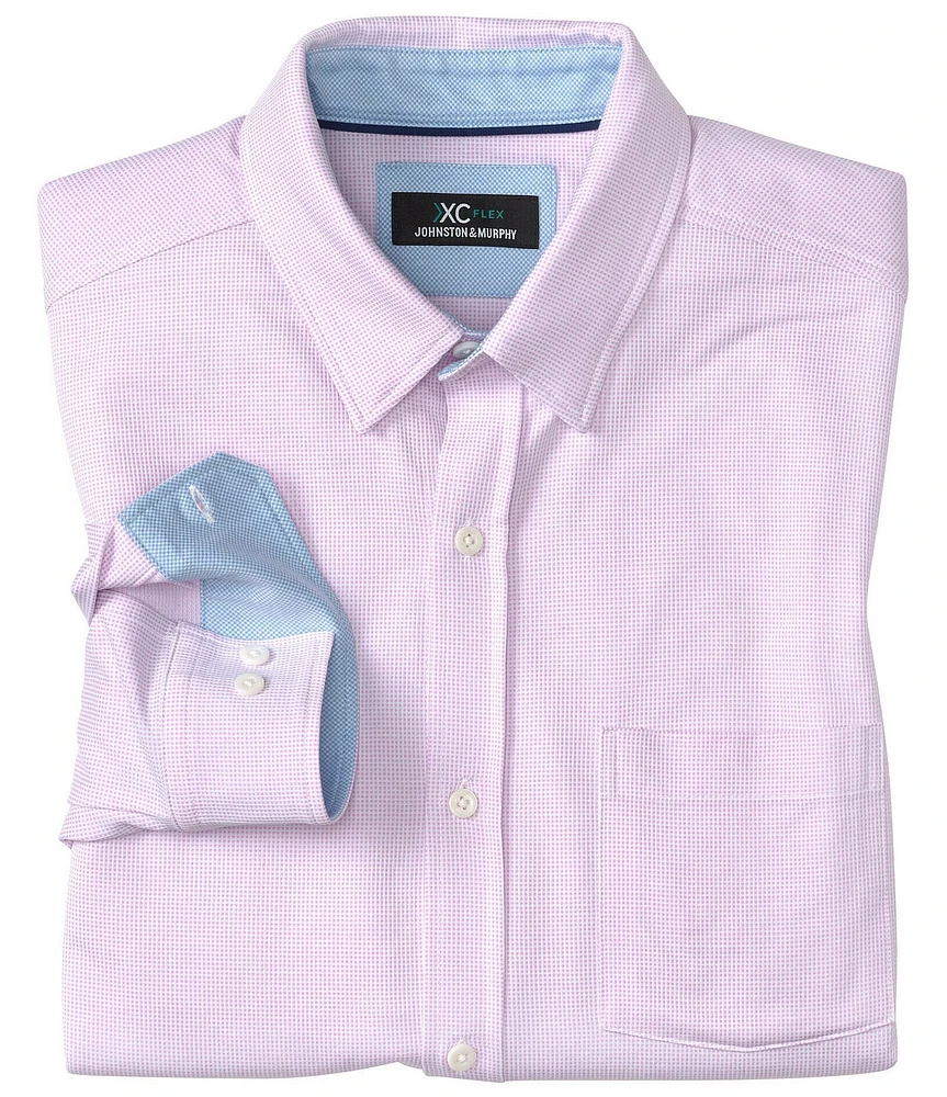 Johnston & Murphy XCFlex Pin Check Long Sleeve Woven Shirt