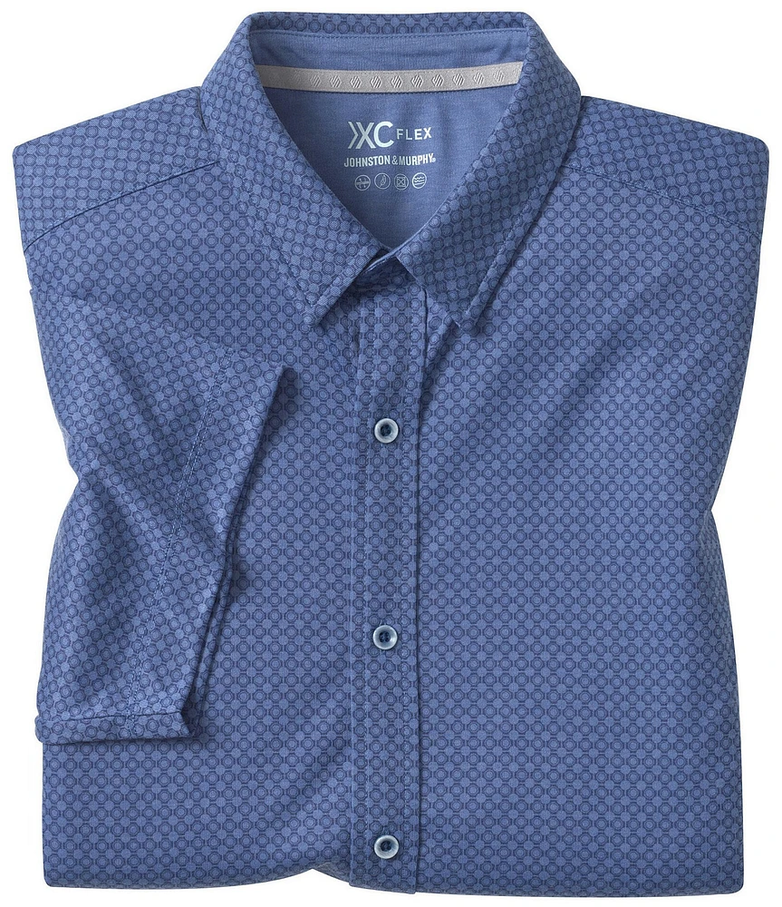 Johnston & Murphy XCFlex Printed Short Sleeve Woven Shirt