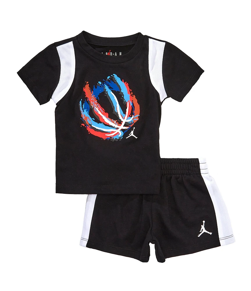 Jordan Baby Boys Short Sleeve Graphic Baseball Fire Mixed T-Shirt & Matching Shorts Set