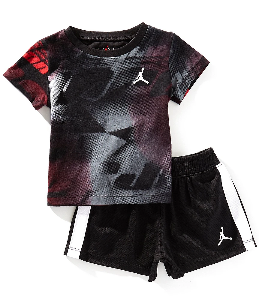 Jordan Baby Boys Triple Team AOP Short Sleeve Graphic T-Shirt & Racing-Stripe Shorts Set