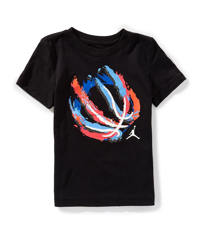 Jordan Little Boys Short Sleeve Basketball Fire Graphic T-Shirt