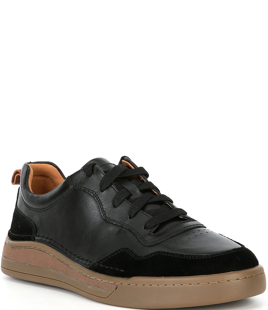 Josef Seibel Men's Cleve 01 Leather and Suede Perforated Detail Lace Up Sneakers