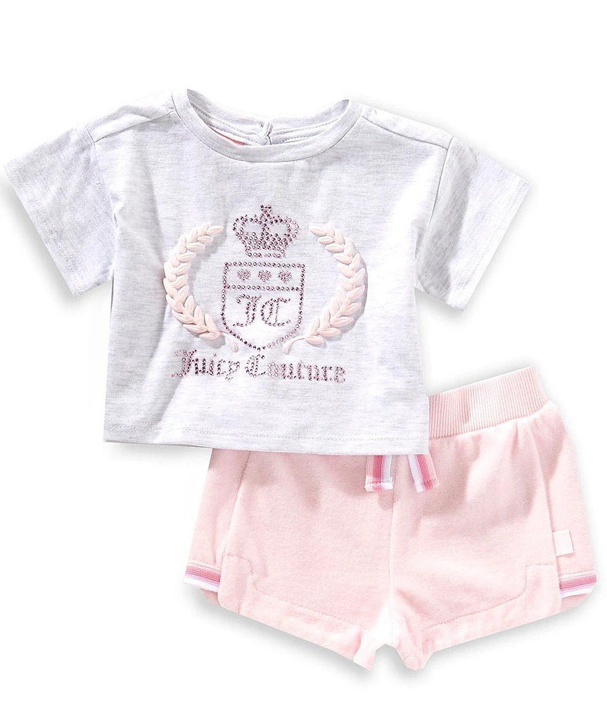 Juicy Couture Baby Girls Short Sleeve Graphic T-Shirt & Coordinating Shorts Set