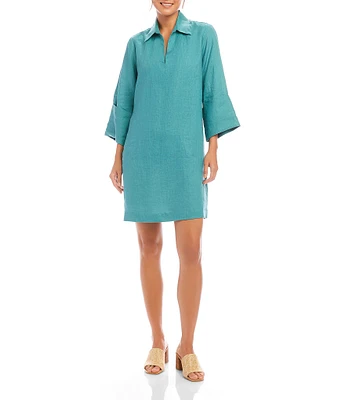 Karen Kane Point Collar Wide Cuffed Sleeve Shift Dress
