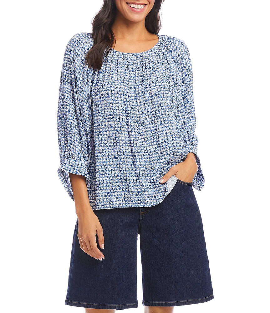 Karen Kane Printed Boat Neck 3/4 Sleeve Top
