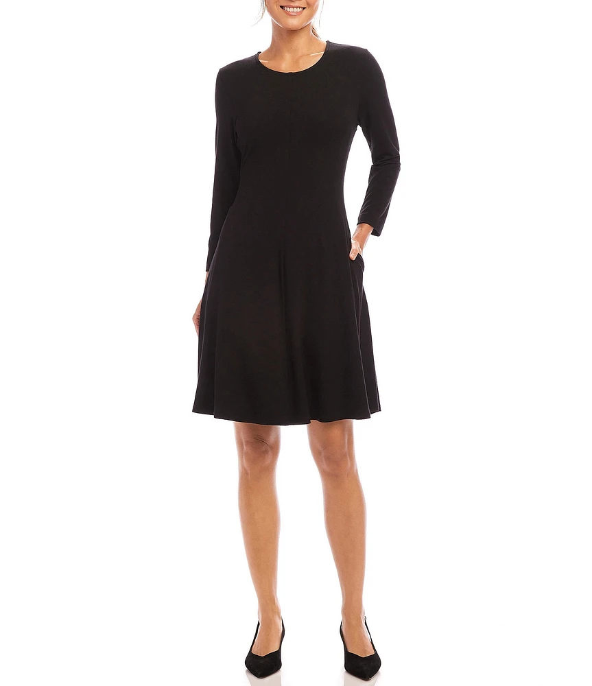 Karen Kane Scoop Neck 3/4 Sleeve Fit & Flare Dress