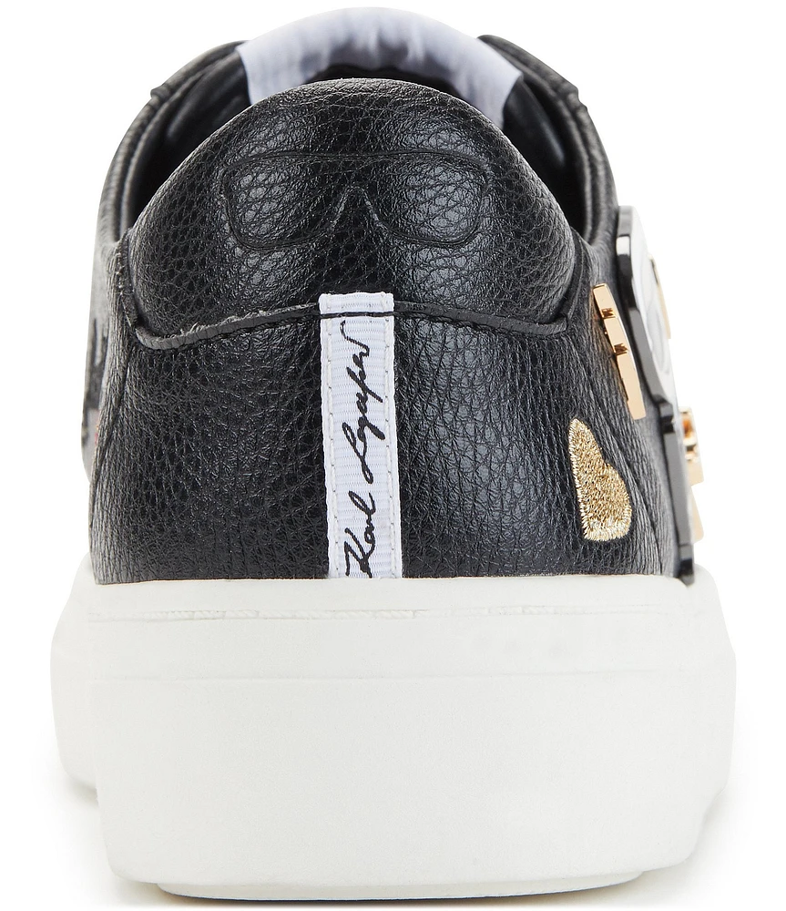 KARL LAGERFELD PARIS Cate Leather Pin Ornamented Sneakers