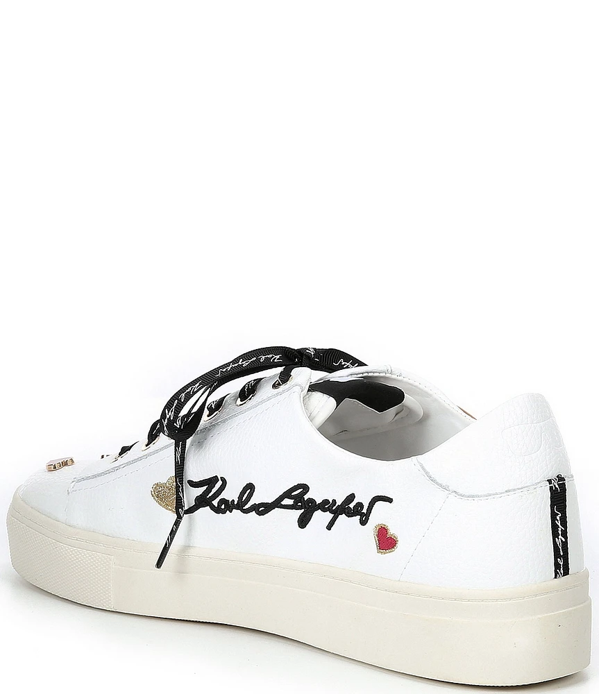 KARL LAGERFELD PARIS Cate Leather Pin Ornamented Sneakers