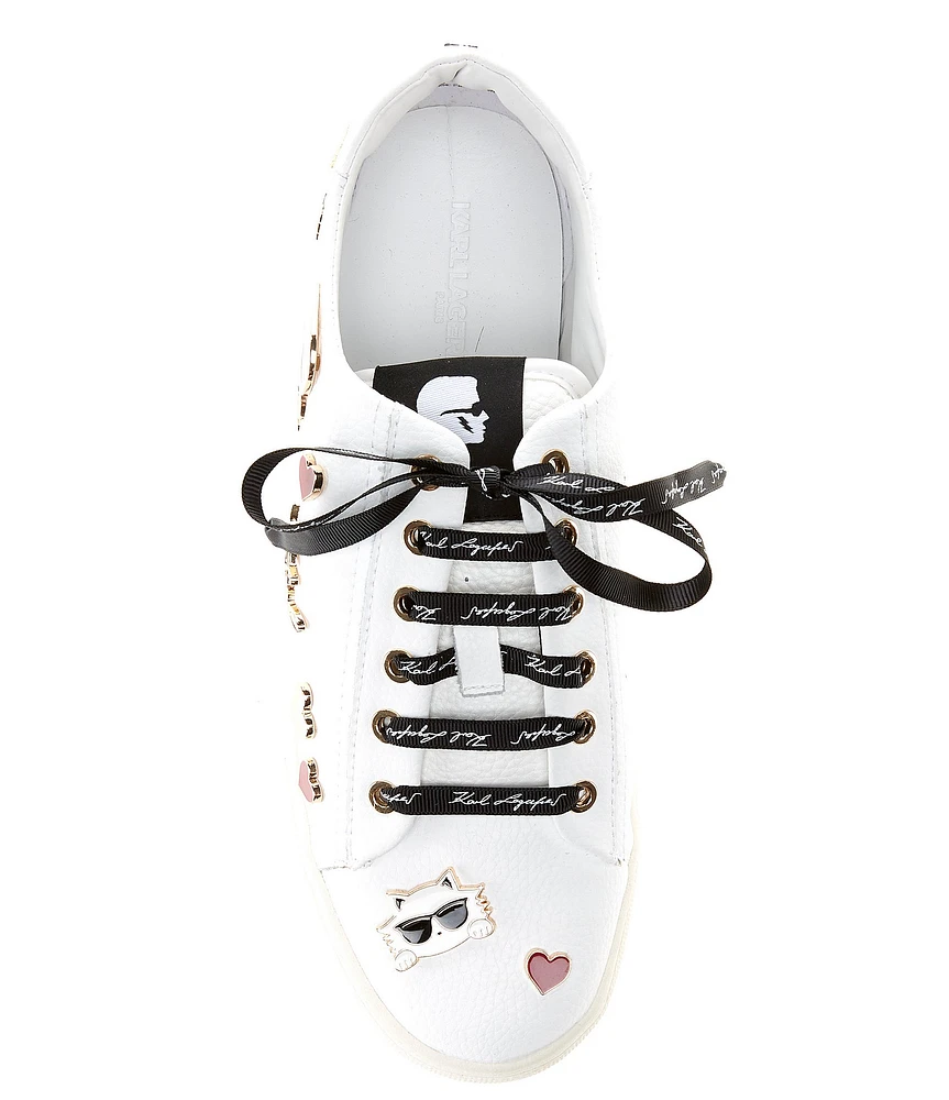 KARL LAGERFELD PARIS Cate Leather Pin Ornamented Sneakers