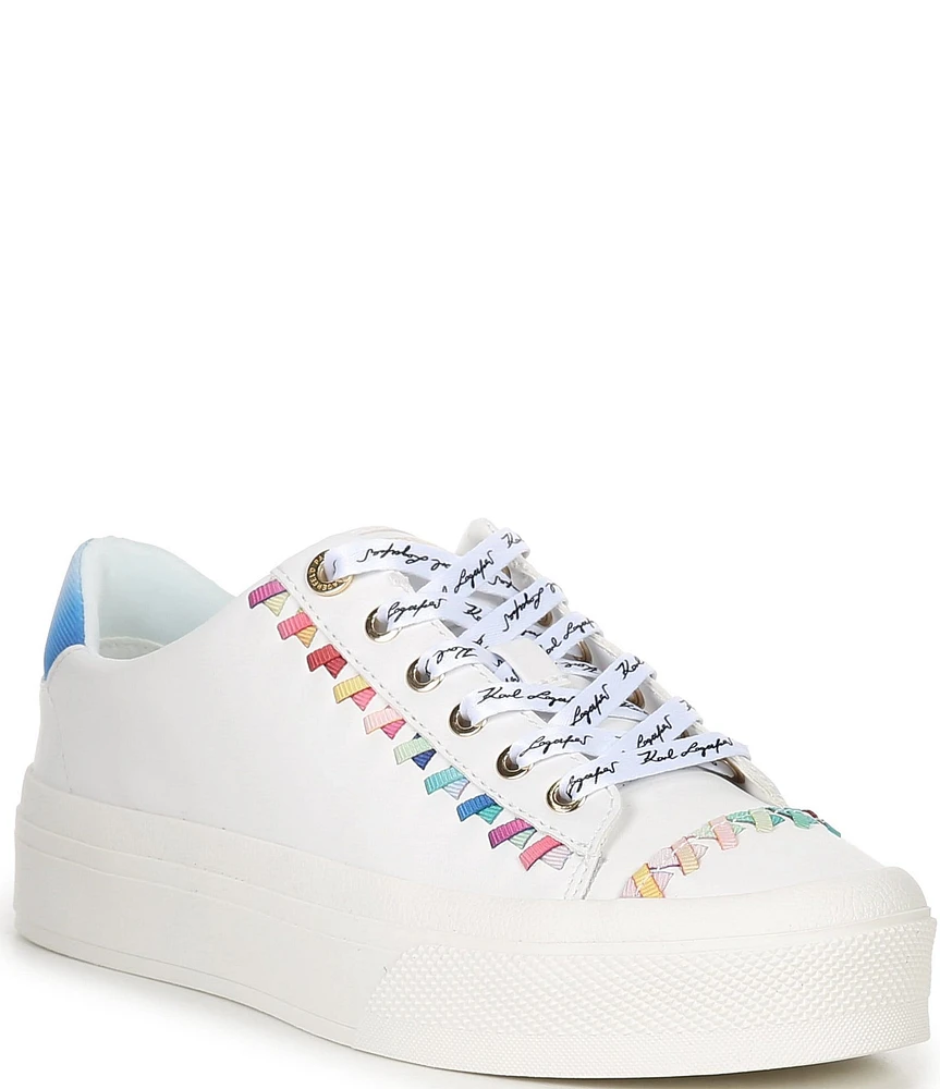 KARL LAGERFELD PARIS Galva Leather Whipstitch Lace Up Sneakers