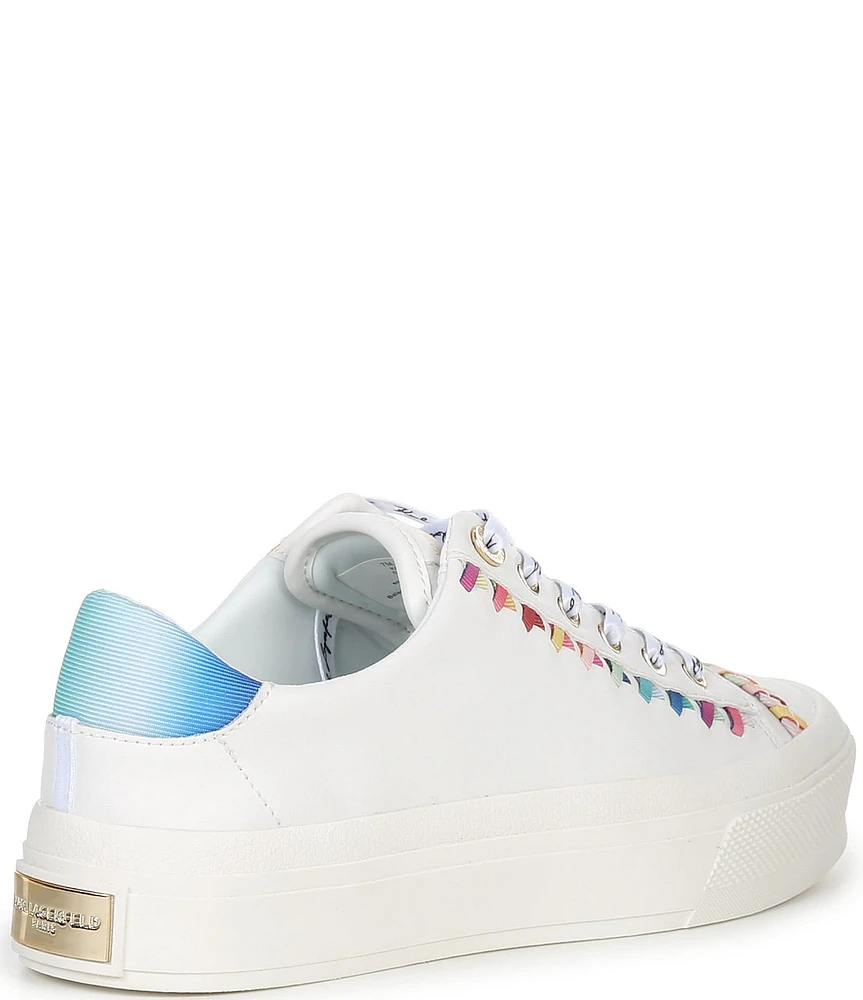 KARL LAGERFELD PARIS Galva Leather Whipstitch Lace Up Sneakers
