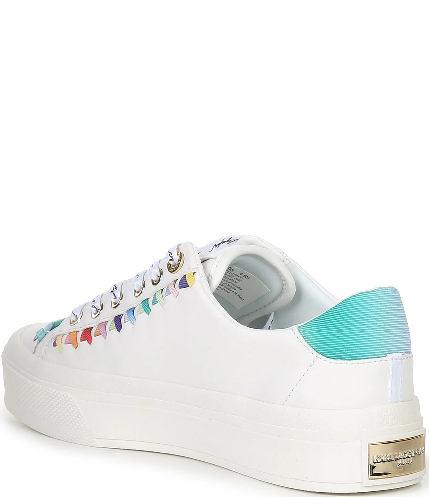 KARL LAGERFELD PARIS Galva Leather Whipstitch Lace Up Sneakers