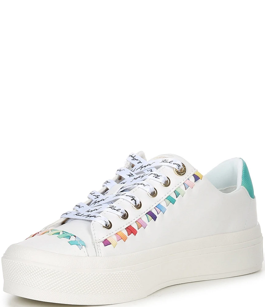 KARL LAGERFELD PARIS Galva Leather Whipstitch Lace Up Sneakers