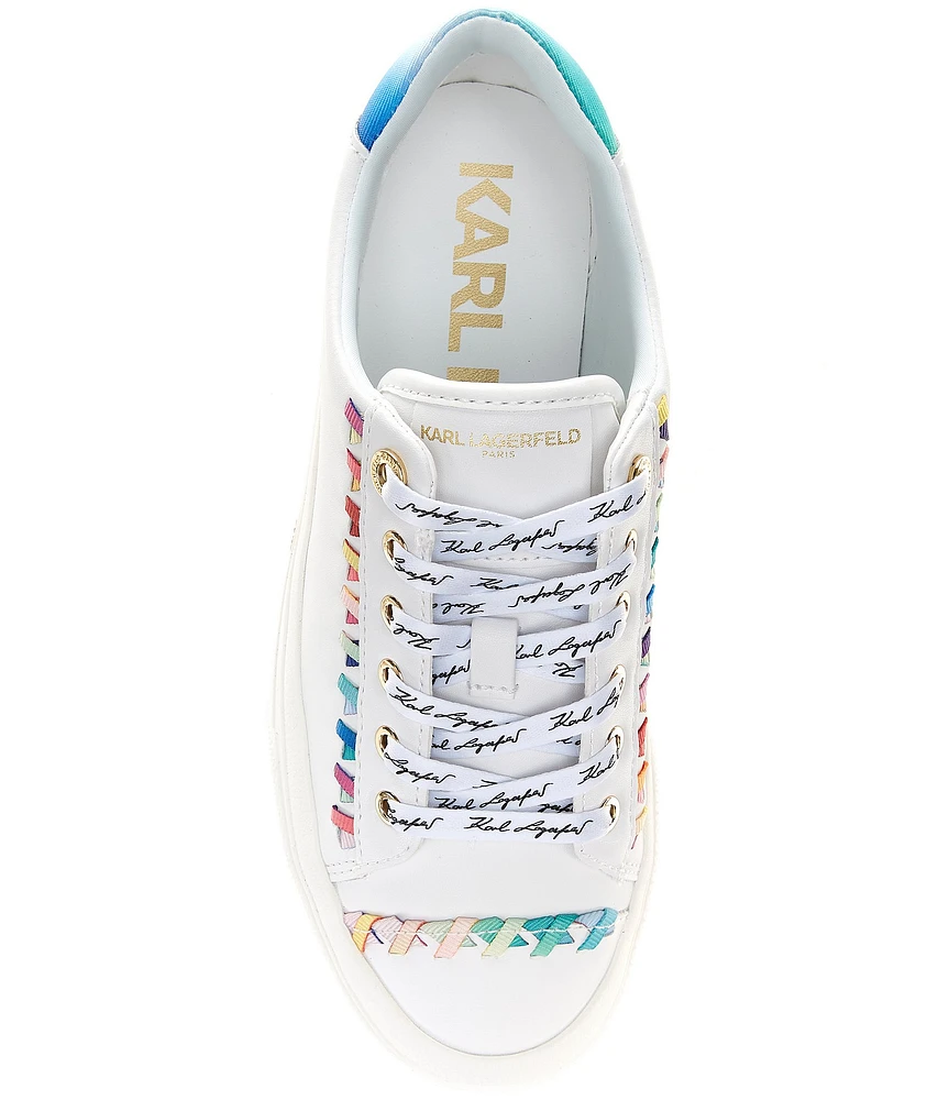 KARL LAGERFELD PARIS Galva Leather Whipstitch Lace Up Sneakers