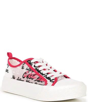 KARL LAGERFELD PARIS Gilianne Embroidered Mesh Platform Sneakers