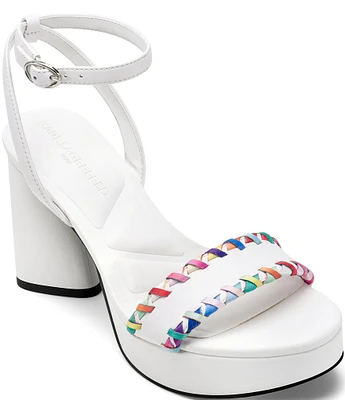 KARL LAGERFELD PARIS Haden Leather Ankle Strap Platform Sandals