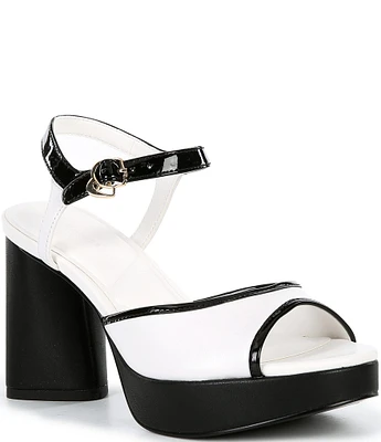 KARL LAGERFELD PARIS Hallet Leather Platform Sandals