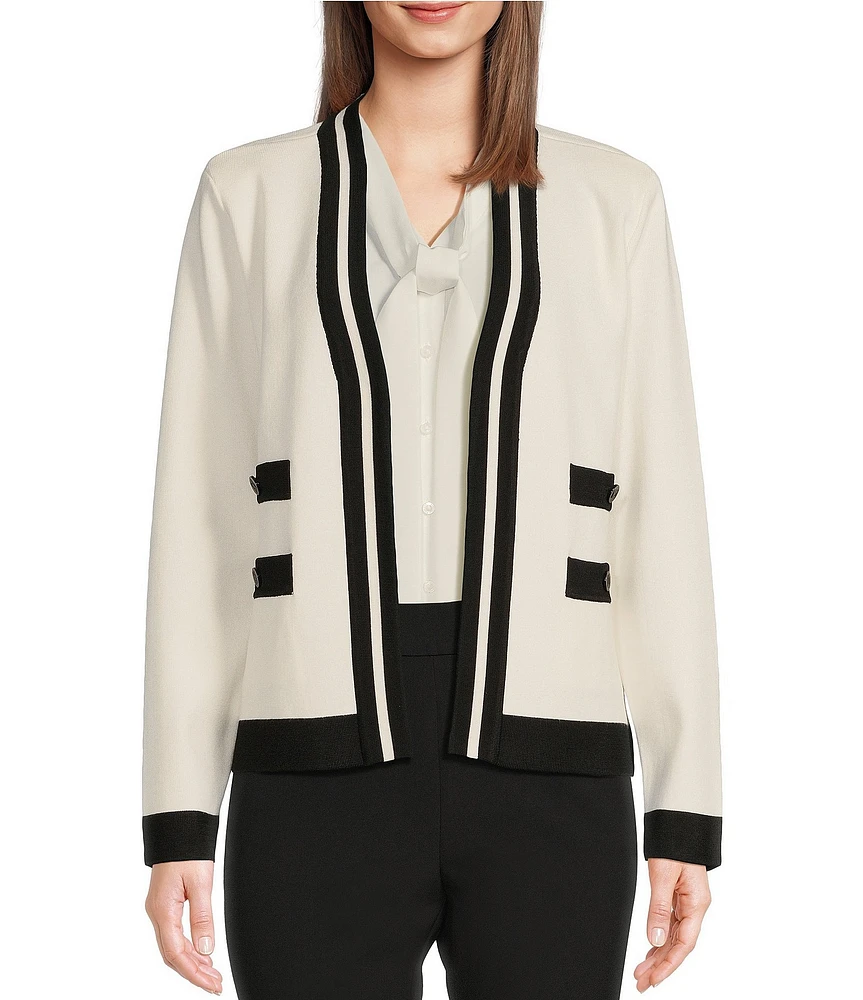 KARL LAGERFELD PARIS Knit Cardigan with Contrast Trim