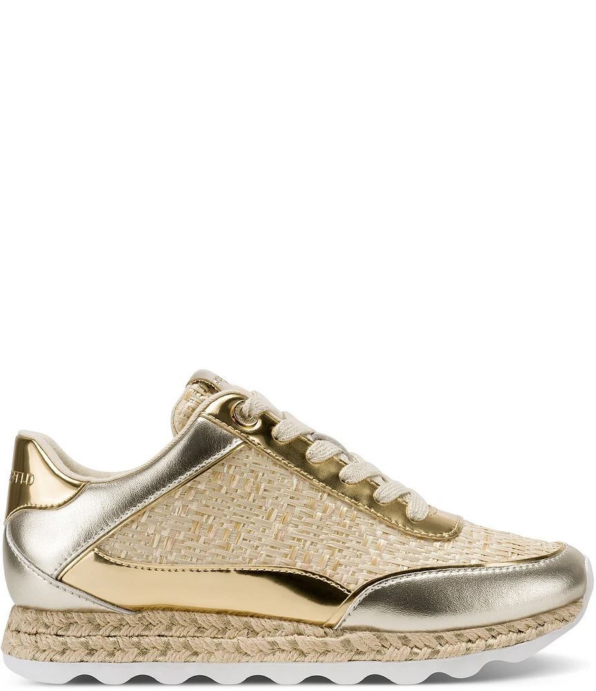 KARL LAGERFELD PARIS Miara Raffia and Leather Platform Espadrille Sneakers