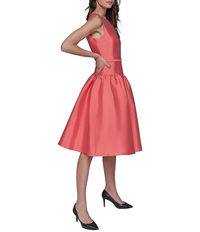 karl lagerfeld drop waist dress Karl Lagerfeld Paris Women's Embroidered Drop Waist Midi Dress - Hot Coral