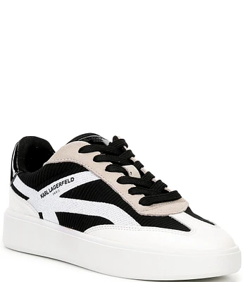KARL LAGERFELD PARIS Shila Canvas and Leather Lace-Up Sneakers