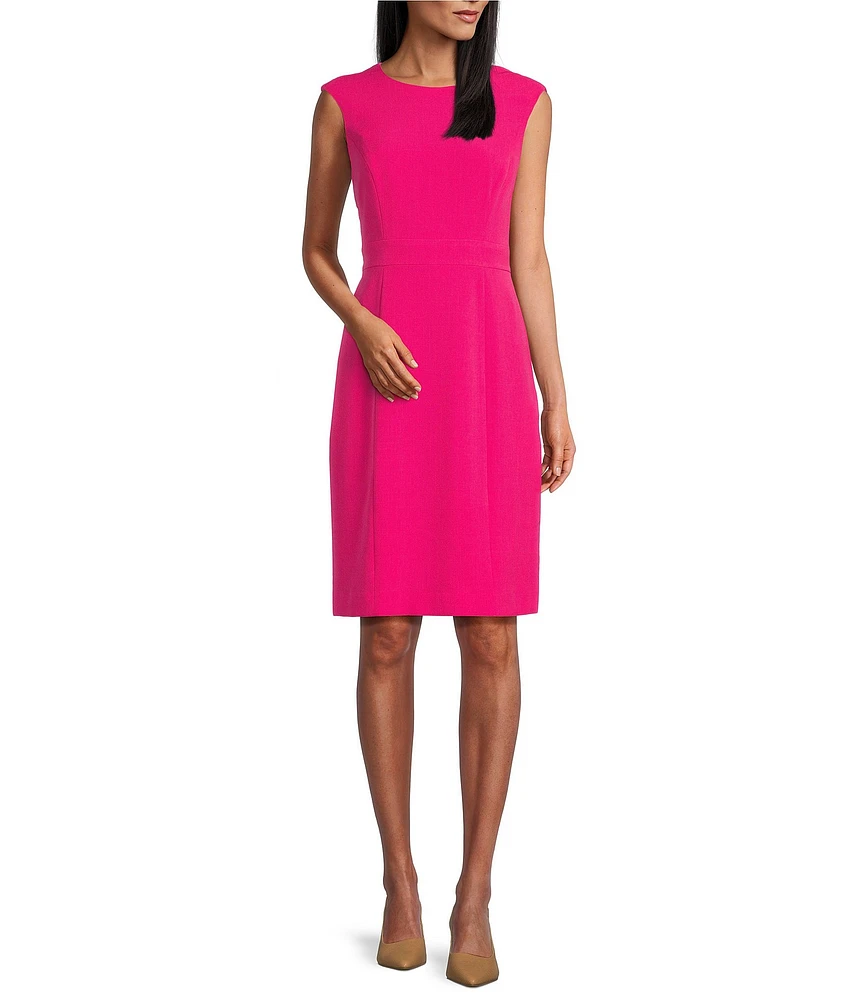 Kasper Extended Cap Sleeve Stretch Princess Seam Sheath Dress