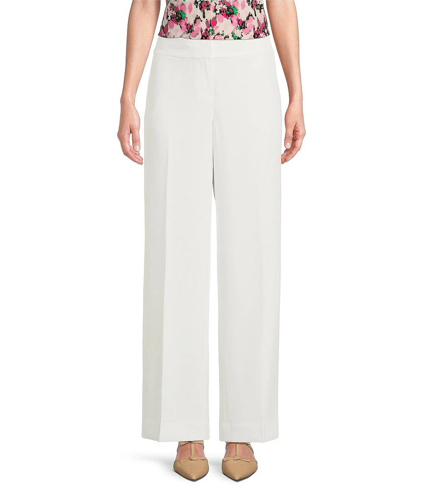 Kasper Flat Front Wide Leg Stretch Crepe Pants