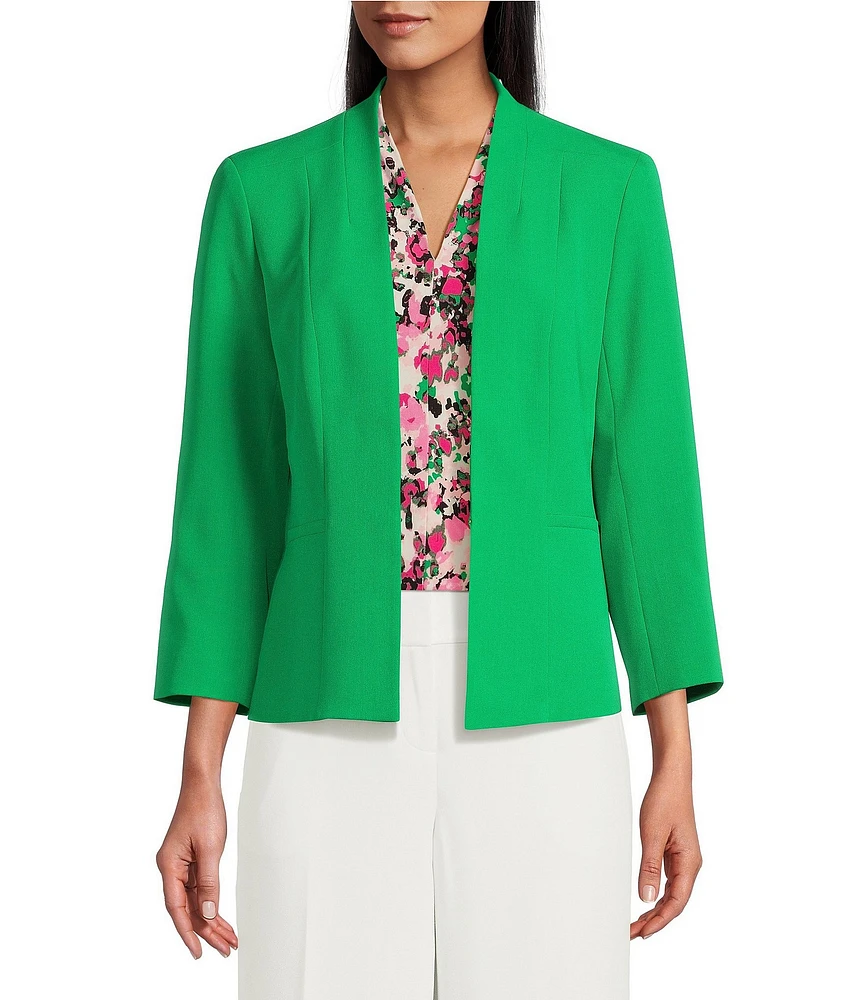 Kasper Petite Size Julia Open Front Front Collarless Stretch Crepe Blazer