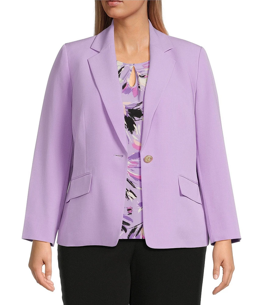 Kasper Plus Size Notch Collar Crepe Blazer