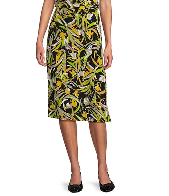 Kasper Printed Flared Midi Skirt