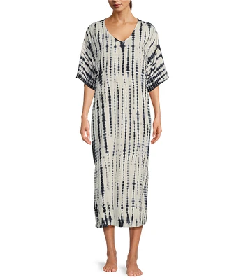 Kate Landry by Landry Woven Black Tie Dye Caftan