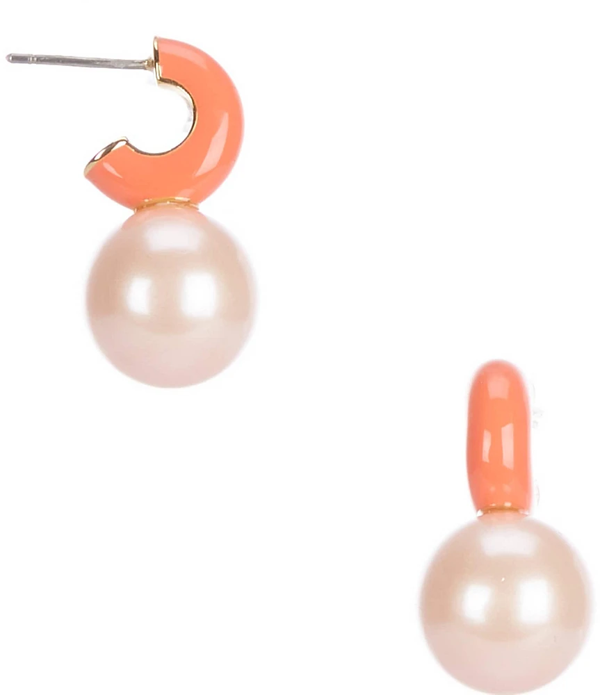 kate spade new york Bright Spots Huggie Pearl Hoop Drop Earrings