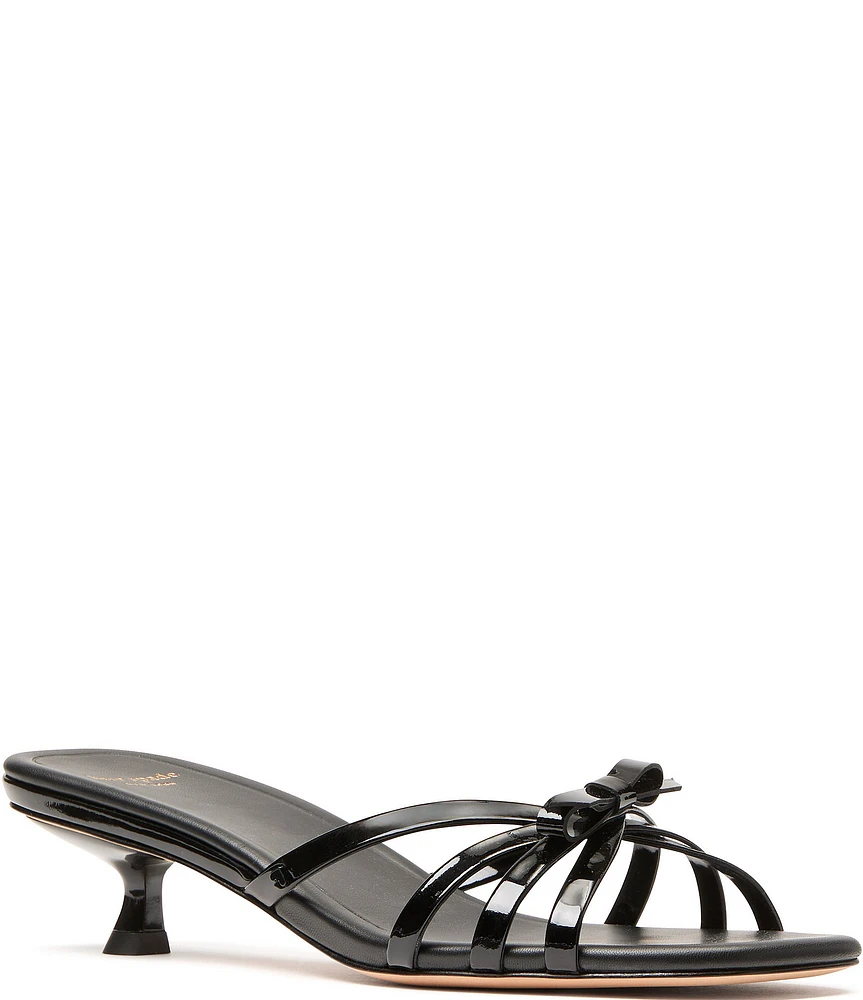 kate spade new york Carolina Patent Leather Bow Kitten Heel Slide Sandals