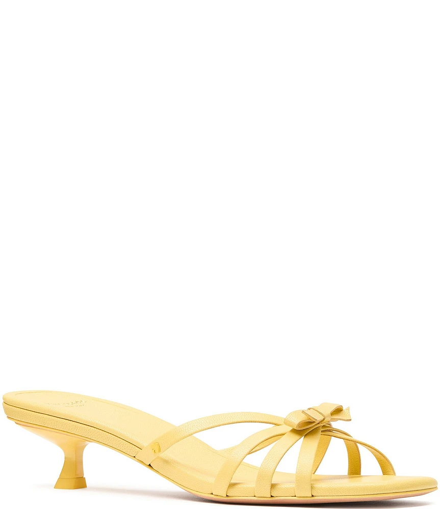 kate spade new york Carolina Pebbled Leather Bow Kitten Heel Slide Sandals