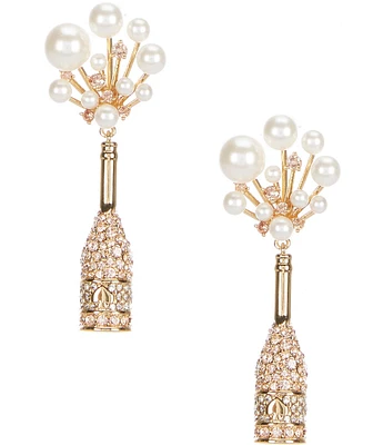 kate spade new york Cheers To That Crystal and Pearl Novelty Statement Drop Earrings