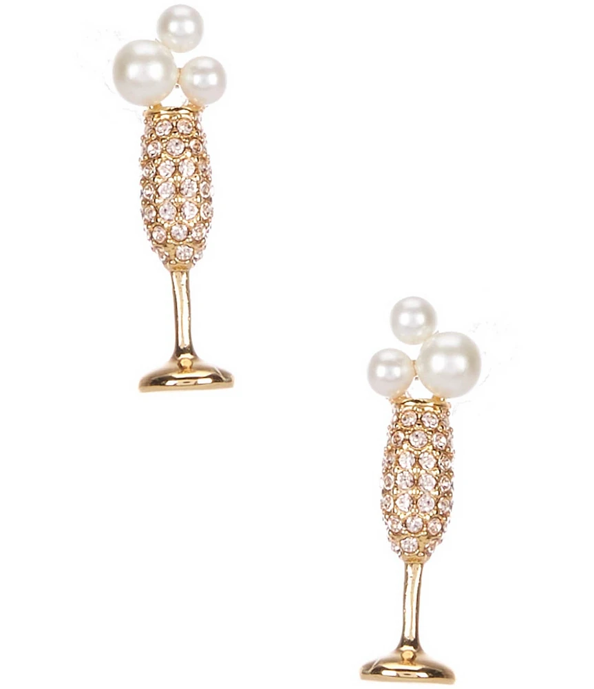 kate spade new york Cheers To That Crystal Pearl Novelty Stud Earrings