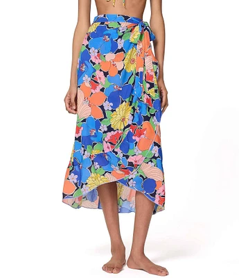 kate spade new york Coastal Floral Multi Ruffle Wrap Pareo Swim Cover-Up