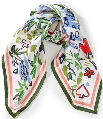kate spade new york Coastal Scene Woven Silk Square Scarf
