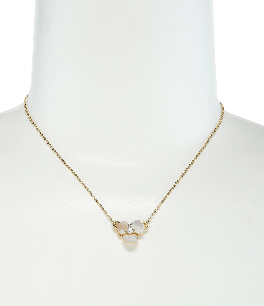 kate spade new york Disco Pansy Mother-of-Pearl Mini Pendant Necklace
