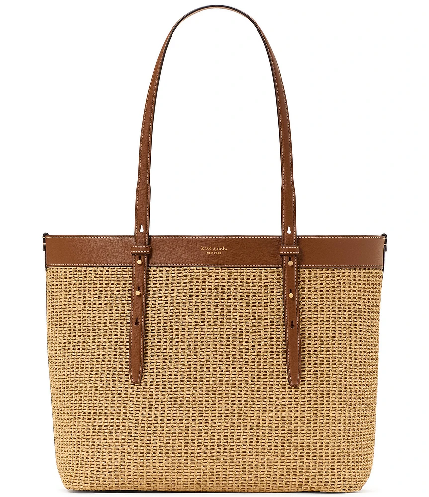 kate spade new york Do It All Large Contrast Trim Straw Tote Bag