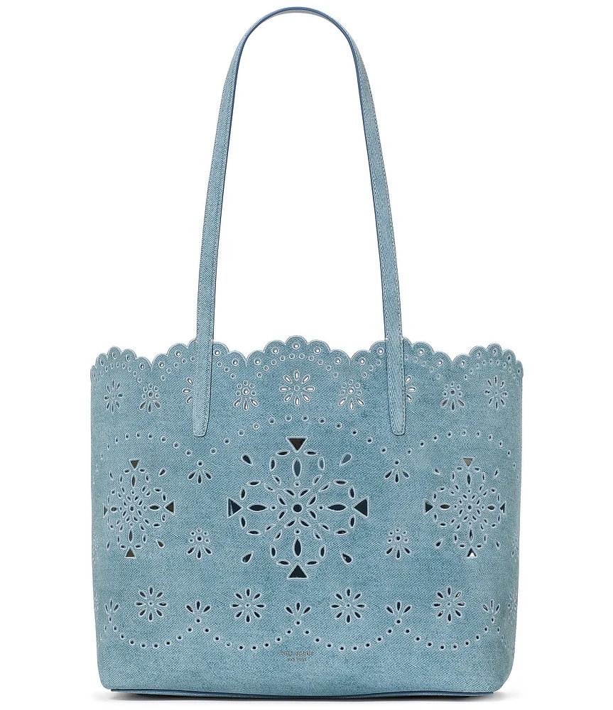 kate spade new york Spade Flower Do It All Perforated Denim Suede Tote Bag