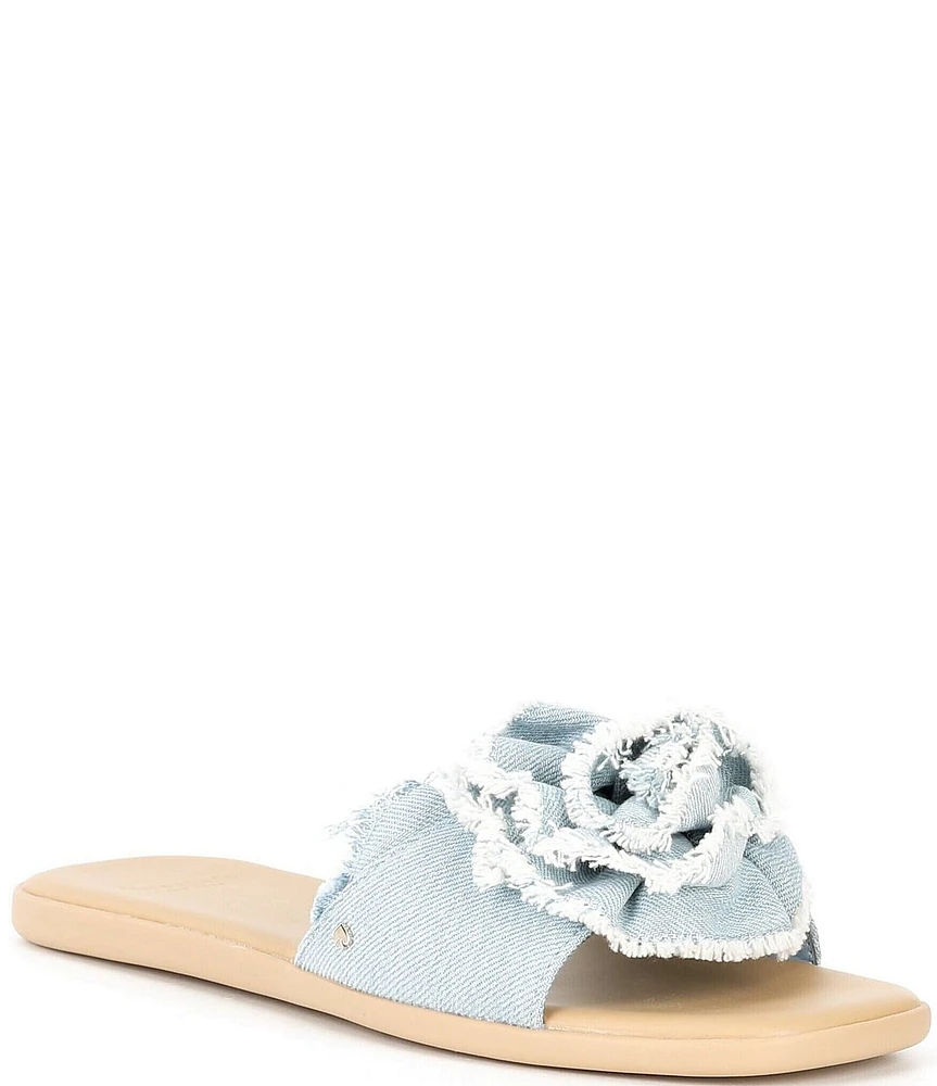 kate spade new york Flourish Denim Flower Ornament Flat Slide Sandals