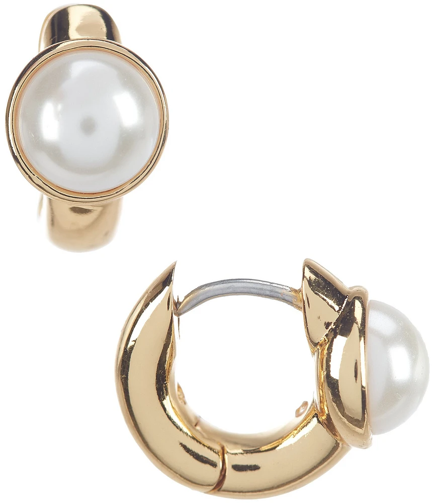 kate spade new york Keep Sparkling Round Pearl Huggie Hoop Earrings