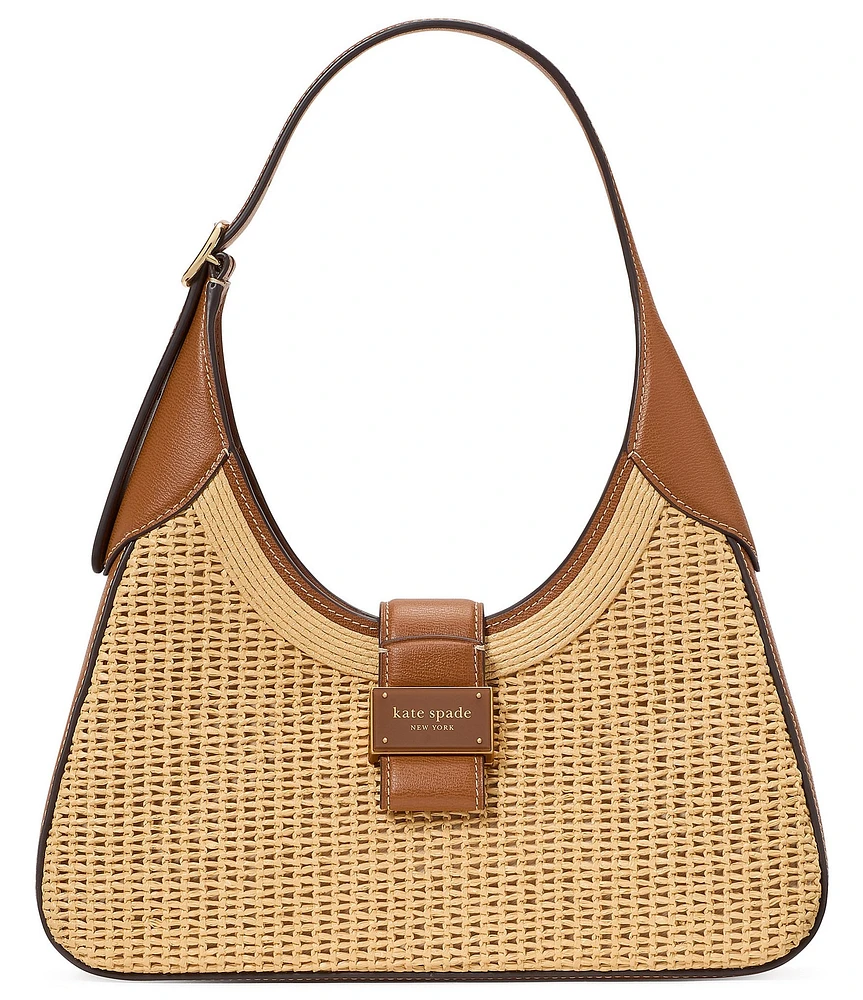 kate spade new york Nouveau Small Straw Contrast Trim Shoulder Bag