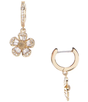 kate spade new york Crystal Rhinestone Fleurette Huggie Hoop Drop Earrings